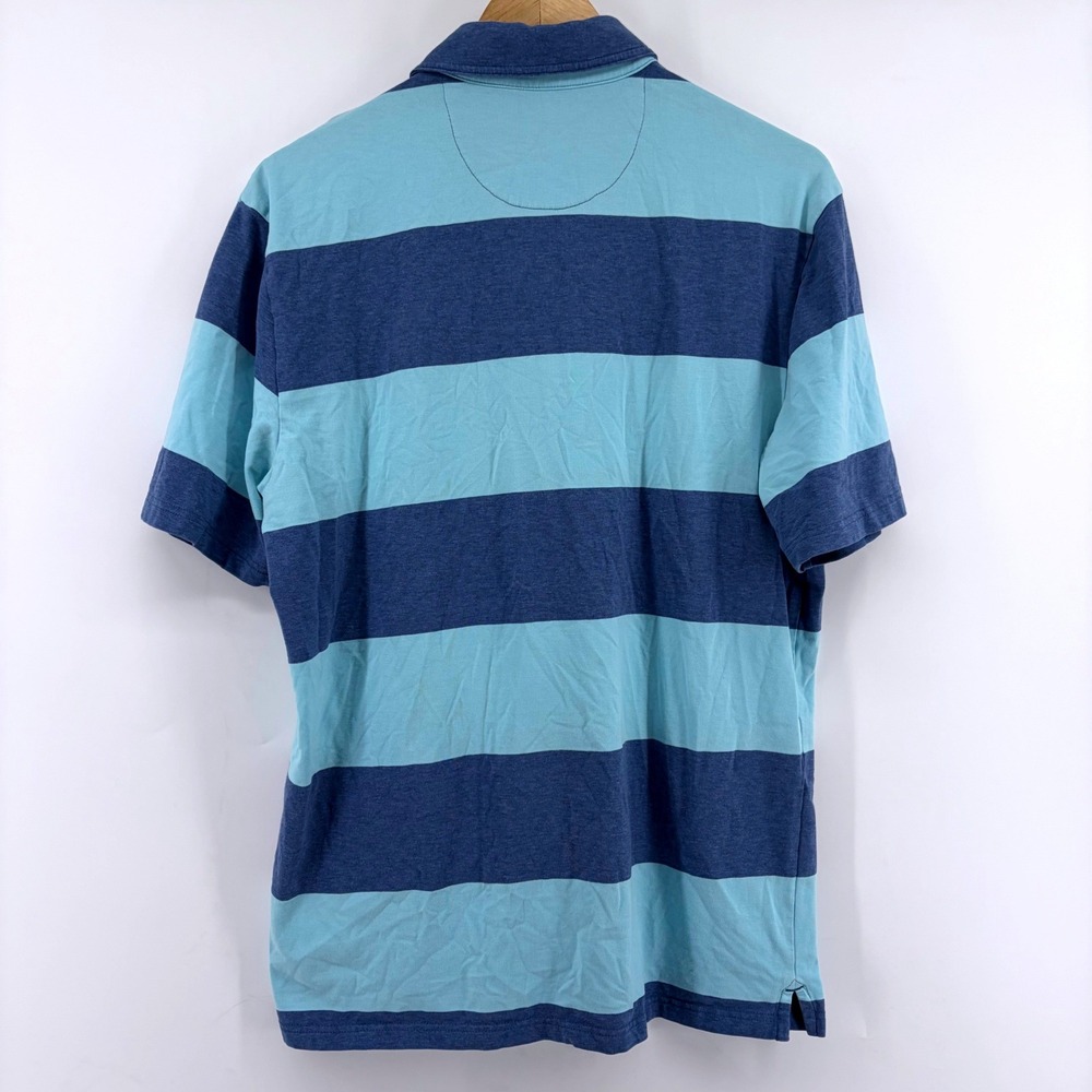 Johnnie-O Hangin' Out Mens Medium Blue Striped Short Sleeve Polo Shirt M - Picture 4 of 10